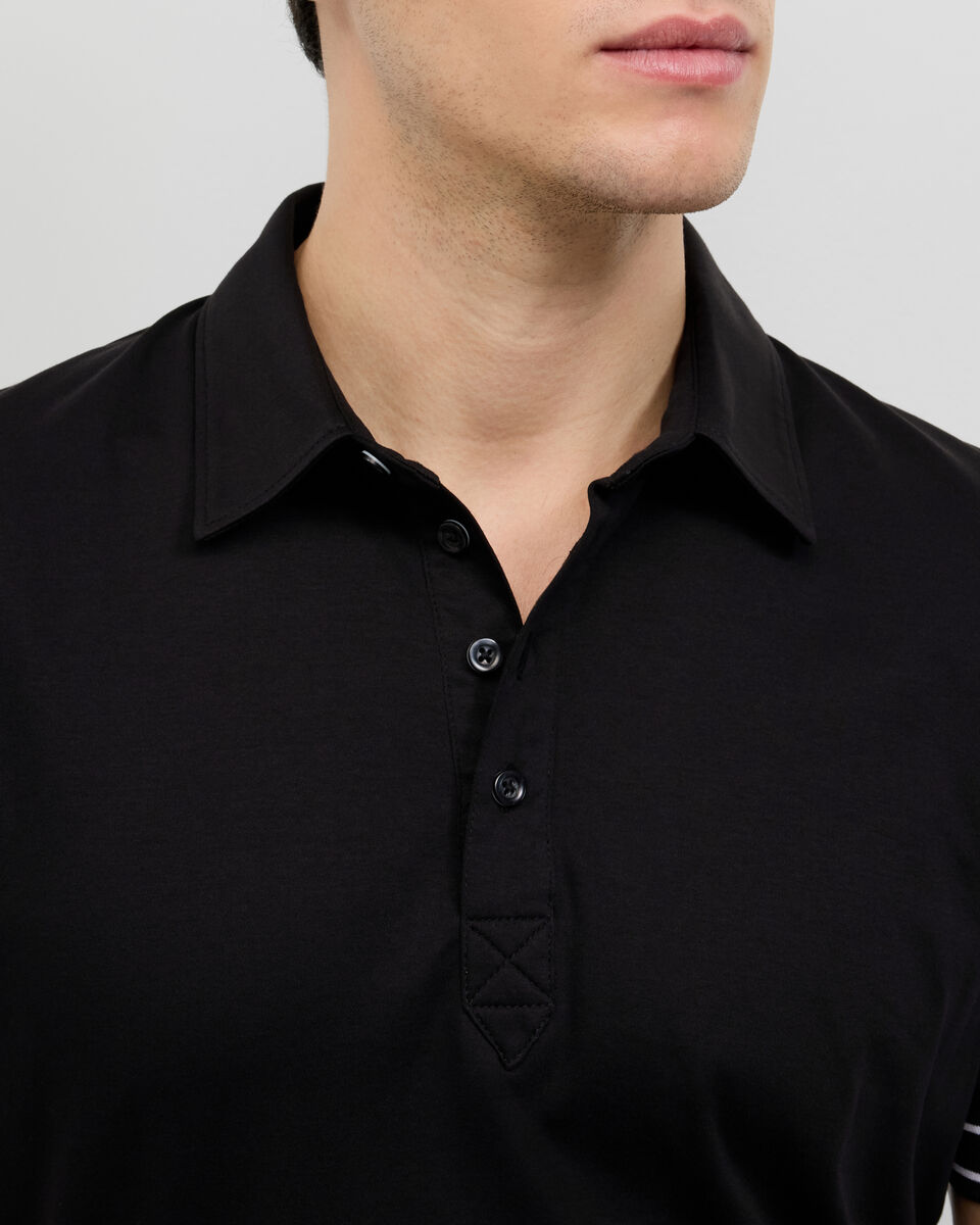 Stripe Travel Polo, Black, hi-res